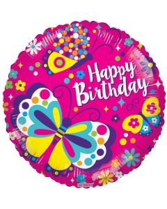 18" Bday Butterflies Pink