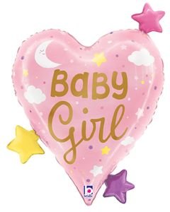 25" Baby Girl Heart Stars
