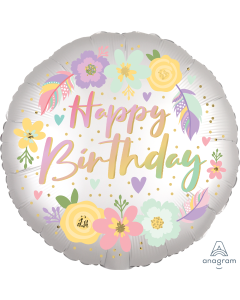 18" Boho Birthday Satin Flowers Pkg