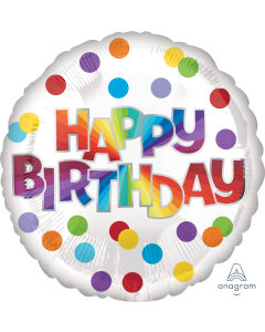 18" Rainbow Dots Birthday  Pkg
