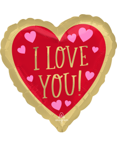 18" Red & Gold Love Hearts Pkg