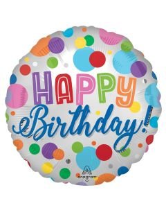 18" Satin Birthday Dots  Pkg