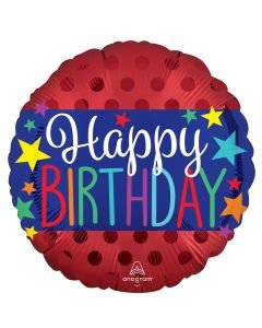 18" Brite Satin B'day Banner  Pkg