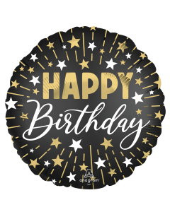 18" Black Silver Gold HBD
