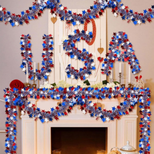 Garland Tinsel Patriotic 9Ft 6 asst Styles
