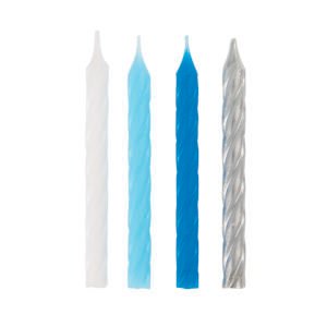 24 BLU/WHT/SLVR SPRL BDAY CNDL