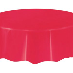 RED ROUND TABLECOVER 84 IN DIA
