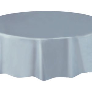 SILVER ROUND TABLCVR 84 IN DIA