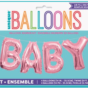 14" PINK BABY LTR BLN BNR KIT