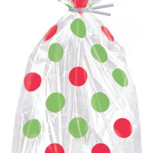 20 RED/GRN DOTS CELLO BAGS