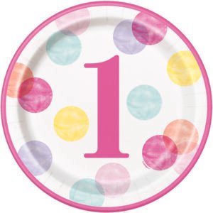 8 PNK DOTS 1BD 9" PLT
