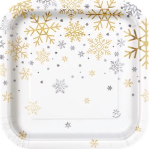 8 SLVR GLD SNWFLK 7" SQ PLT-FB